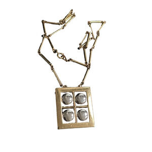 Vintage Artistry Pendant Chain Necklace Gold/Silver Tone Square Circle Bar Link